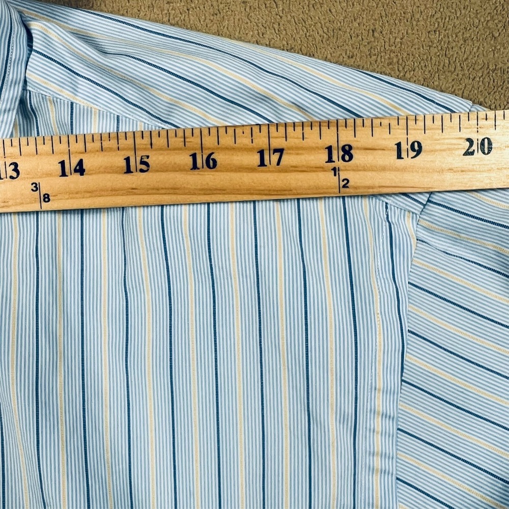 Ralph Lauren Classic Fit Blue Stripe Button Down Shirt XL 14.5/35 Blue Pony - Picture 8 of 12
